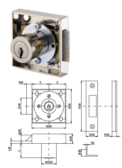 Kaba 85-360010-NI Qplus 1075 - Latch 25mm Long Quattro Plus Nickel Plated