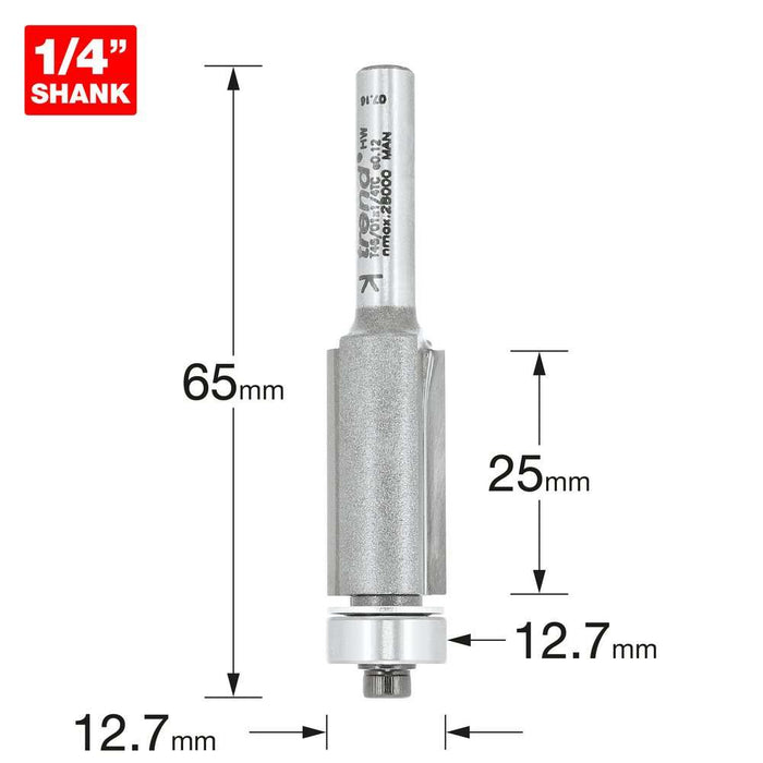 Trend T46/01 12.7mm Dia x 25mm Trimming Cutter 1/4" Shank