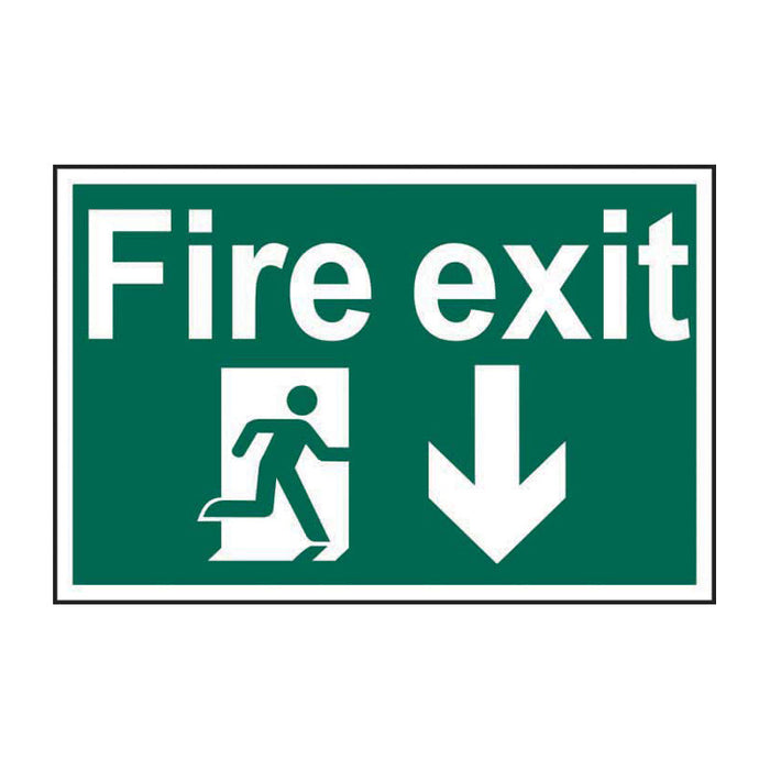 Fire Exit Running Man - Self Adhesive Rigid Polypropylene 300 x 200mm