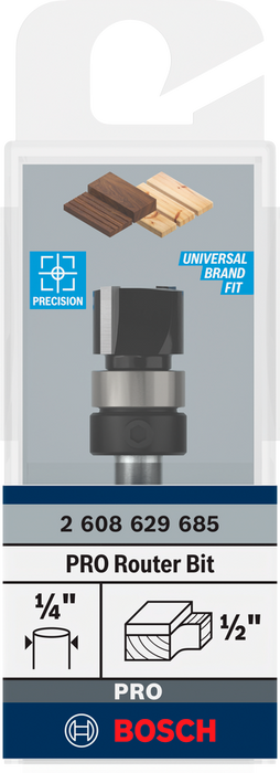 Bosch PRO Router Bit Top Bearing Flush Trim, Ø 1/2″ x L 3/8″, Shank 1/4″