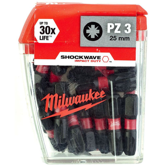 Milwaukee ShockWave Impact Duty PZ3 x 25mm Screwdriving Bit In Tic Tac (25pce)