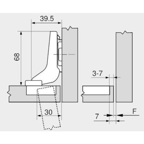 Blum 71B3750 110d Integrated Blumotion Clip On Inset Hinge 18-25mm Door