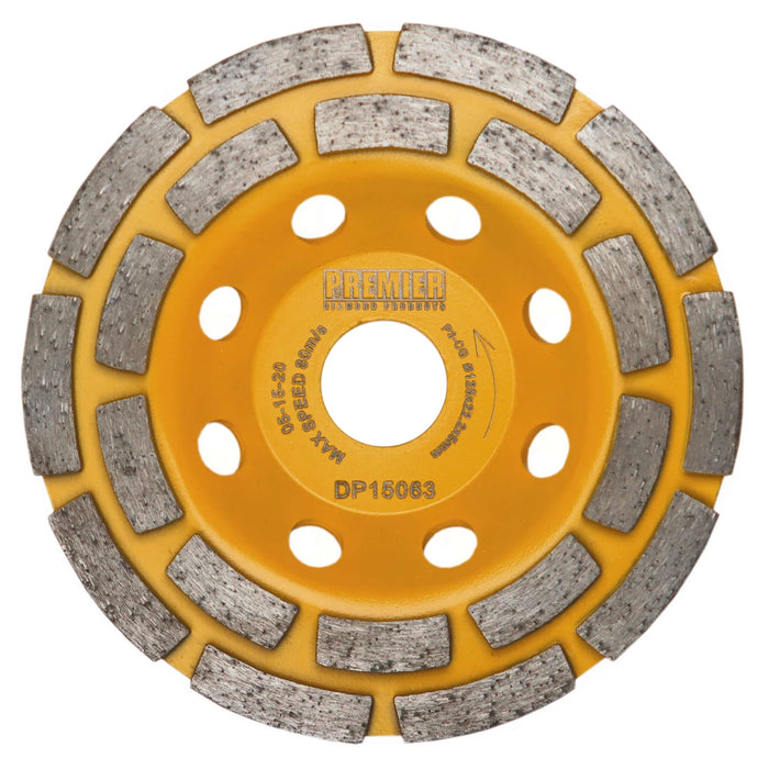 PDP P3-CG 180mm x 22.2mm Double Row Cup Grinder Diamond Wheel