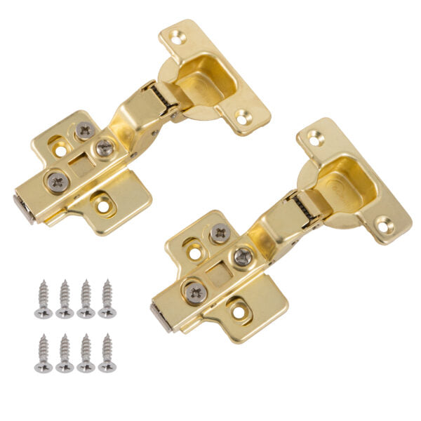 Eclipse Satin Brass 3D Adjustable Cabinet Soft Close Hinge 105 Degree