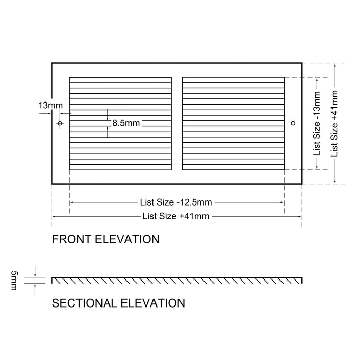 Steel Cover Plate For 300x300mm Air Transfer Grille RAL 9006