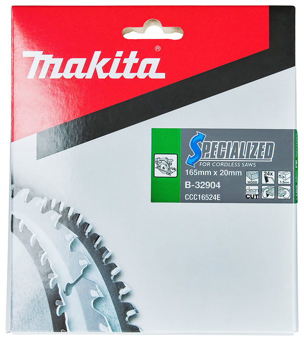 Makita B-32904  Circular Saw Blade, Specialized, TCT, 165x20mm, 24T