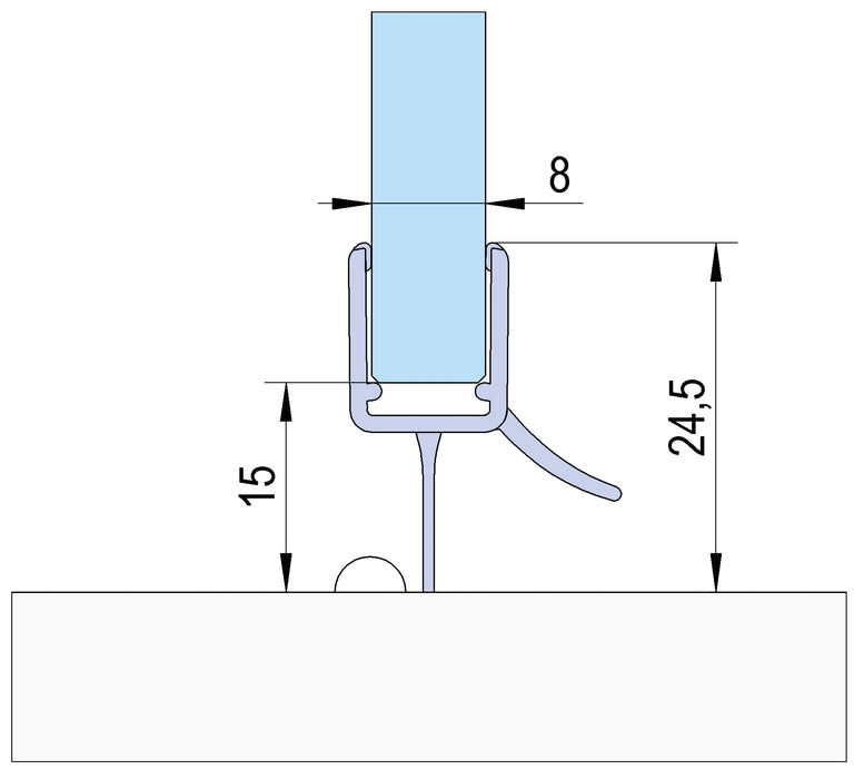 Bohle BO5213490 Shower Door Seal With Lip & Deflector 6/8mm x 2.16m