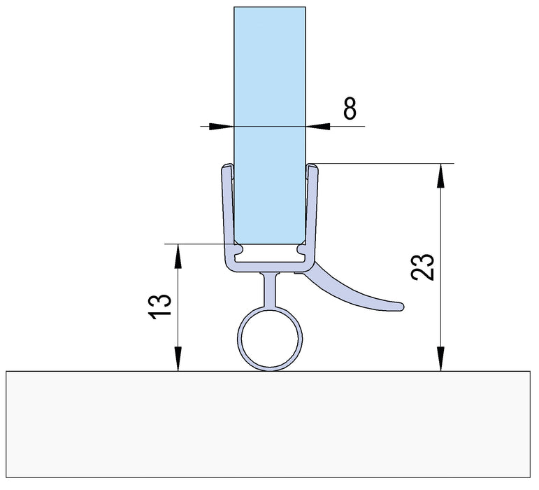 Bohle BO5213494 Lower Door Seal With Deflector & Bulb Seal 6/8mm x 2.16m
