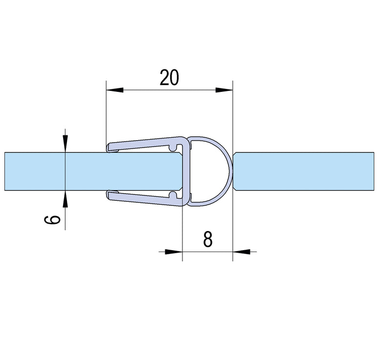 Bohle BO5213517 Shower Door Seal With Bellows 6/8mm x 2.16m