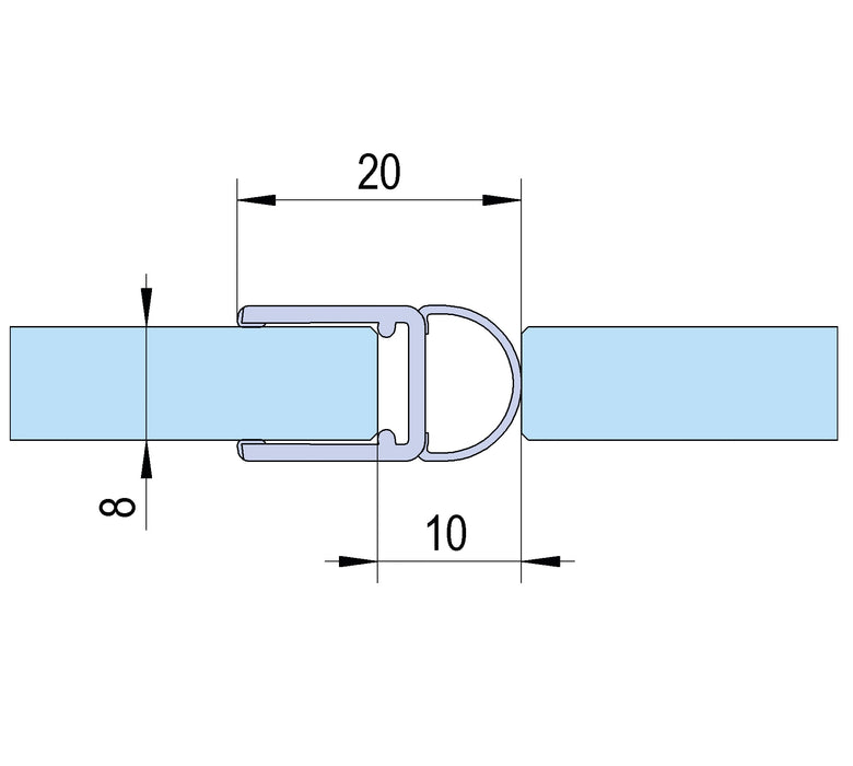 Bohle BO5213517 Shower Door Seal With Bellows 6/8mm x 2.16m
