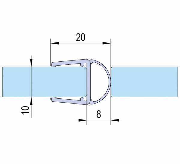 Bohle BO5281020 Shower Door Seal With Bellows 10/12mm x 2.16m