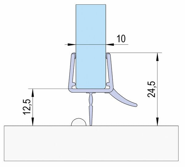 Bohle  BO5281091 Shower Door Seal With Lip & Deflector 10/12mm x 2.16m