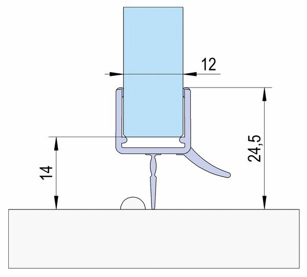 Bohle  BO5281091 Shower Door Seal With Lip & Deflector 10/12mm x 2.16m