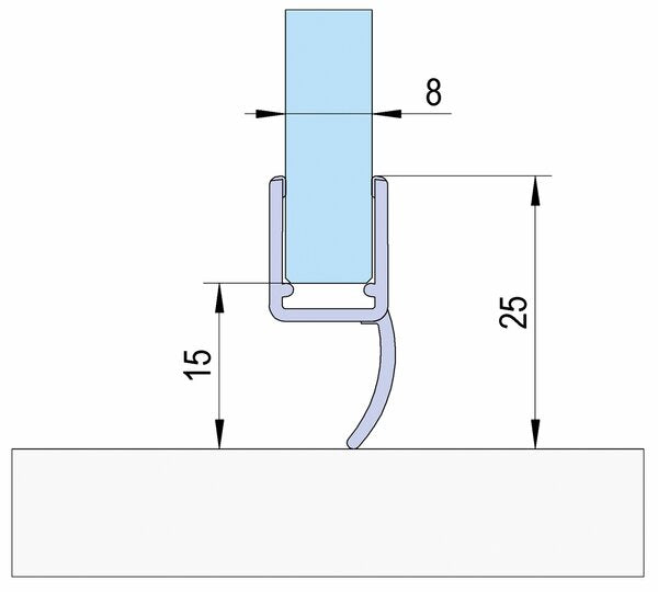 Bohle BO5281095 Shower Door Seal With Short Sealing Lip 6/8mm x 2500mm