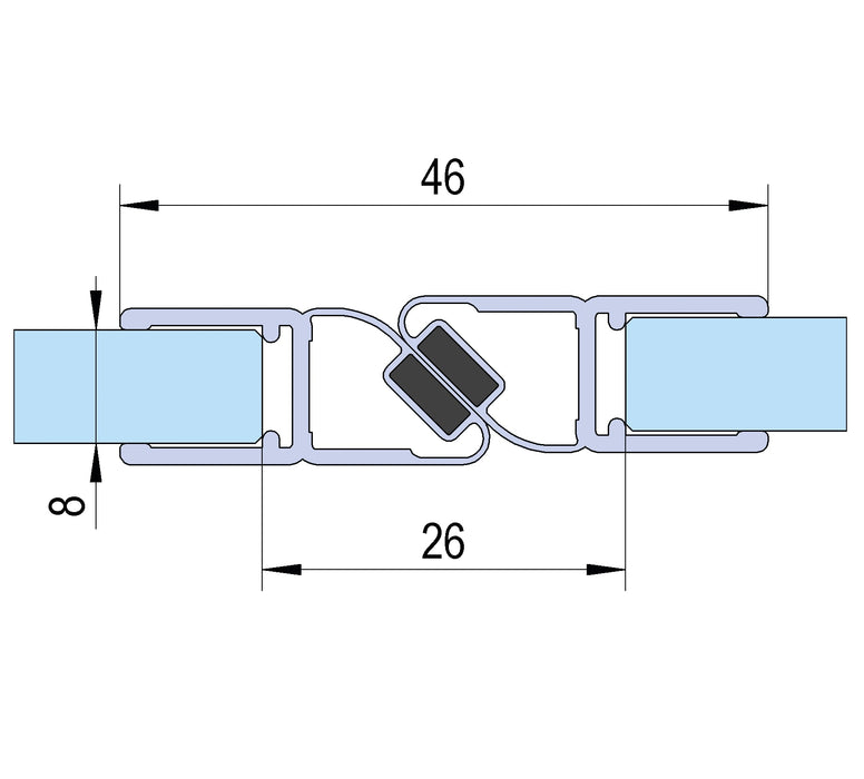 Bohle BK69310 Shower Seal Pair With Magnet 180° S/Action 6/8mm x 2m