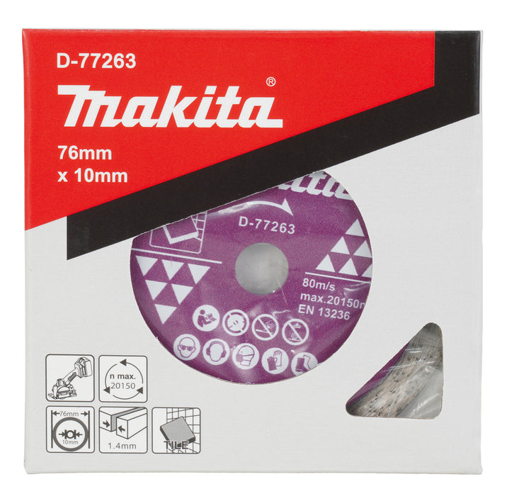 Makita 76mm Continuous Diamond Wheel 10mm Bore (D-77263)