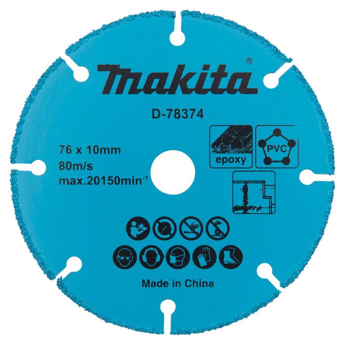 Makita 76mm Tungsten Carbide Grit Blade 10mm Bore (D-78374)