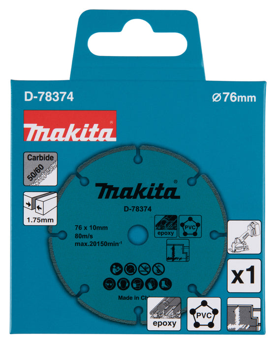 Makita 76mm Tungsten Carbide Grit Blade 10mm Bore (D-78374)