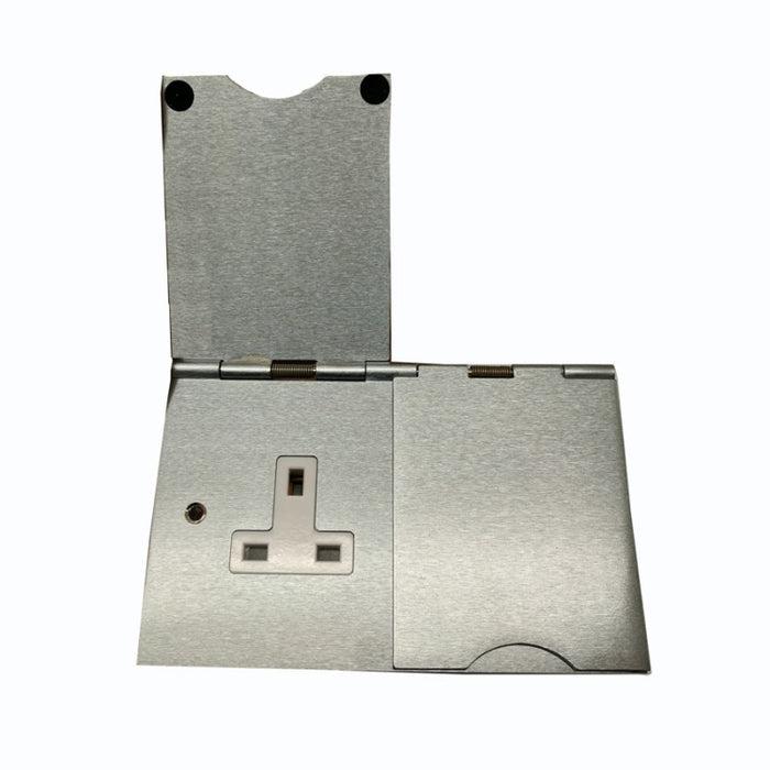 Elite Floor Socket Range Satin Chrome Double Floor Socket Unswitched (13 Amp)