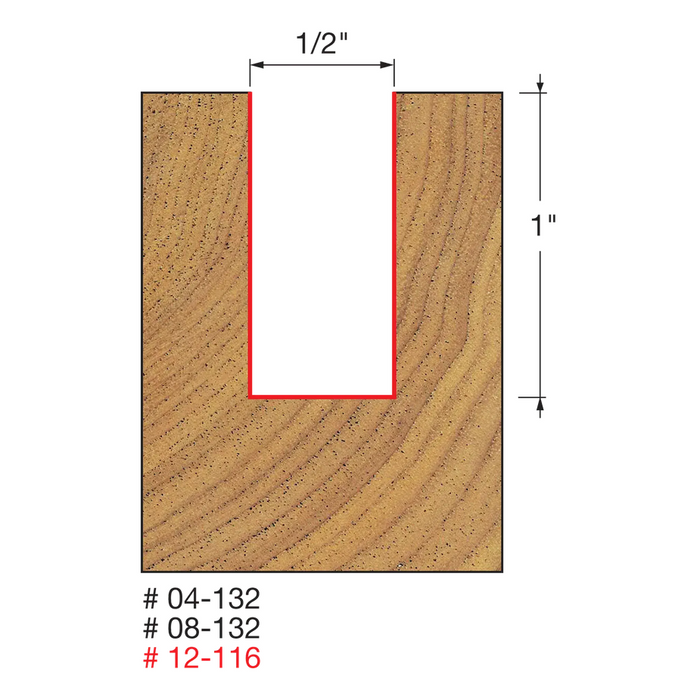 Freud 12-11650P 12.7x25mm Straight Flute Router Cutter 1/2" Shank