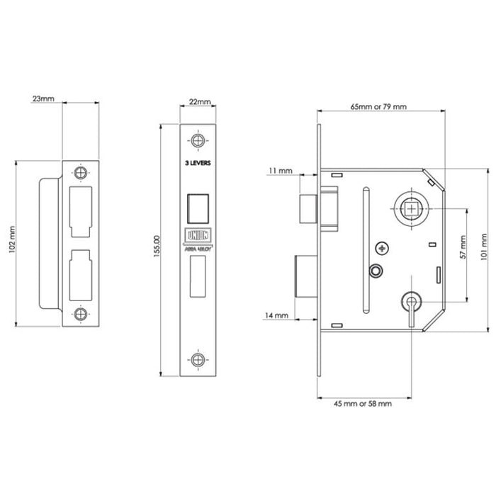 UNION J-ES-SL Essential 3 Lever Sashlock