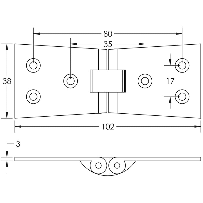 Counter Flap Hinge 99x40x1mm