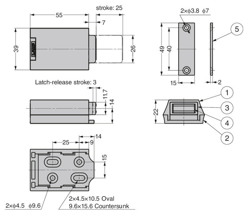 Sugatsune ML-ZN80-BL Heavy Duty Magnetic Touch Latch