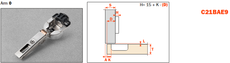 Salice LAPIS Silentia+ Series 200 Cabinet Hinge For Thicker Doors 94° Opening (Set)