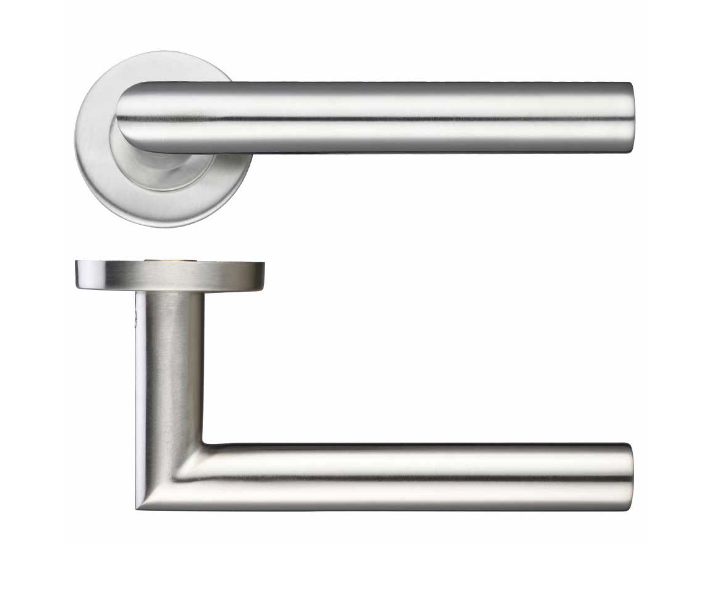 19mm Mitred Lever Handle On Push On Rose 52mm Dia Grade 201 SSS