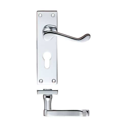 Project Victorian scroll lever on 150x40mm backplate Polished Chrome