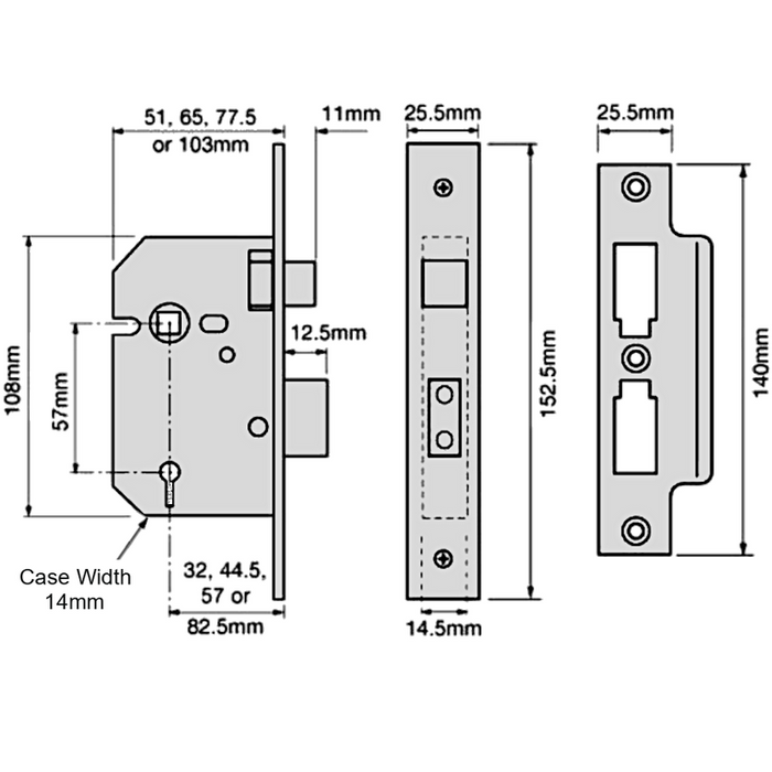 UNION 2277 3 Lever Sashlock