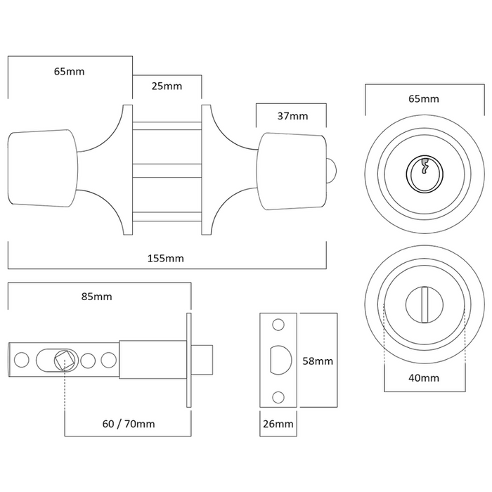 Entrance Knobset - Stainless Steel