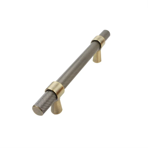 Headbourne Knurled T Bar Pull Handles Antique Brass (Pair)