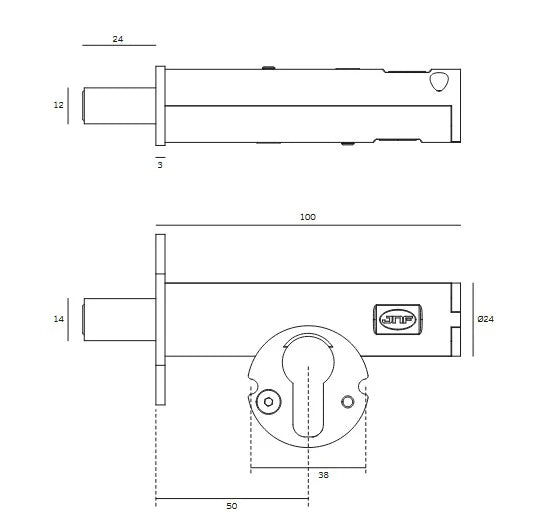Magnetic Tubular Euro Dead Bolt 50mm Backset Satin Stainless Steel