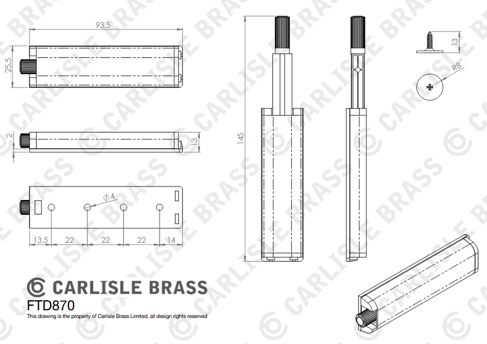 FTD870SV 90mm Push to Open Catch