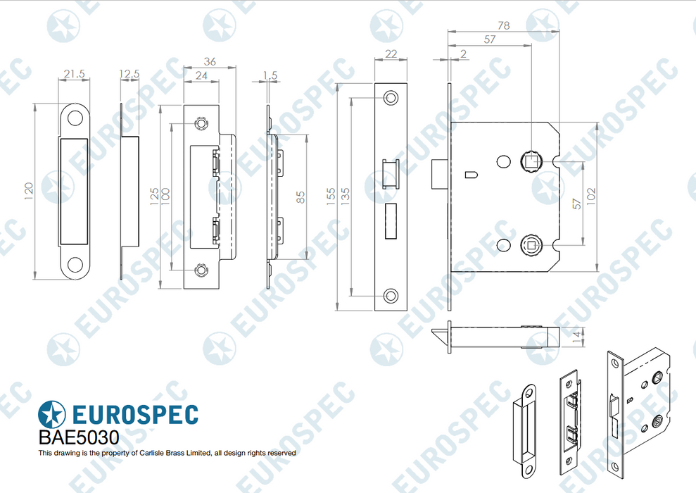 Easi-T Residential Bathroom Lock Range 57mm c/c