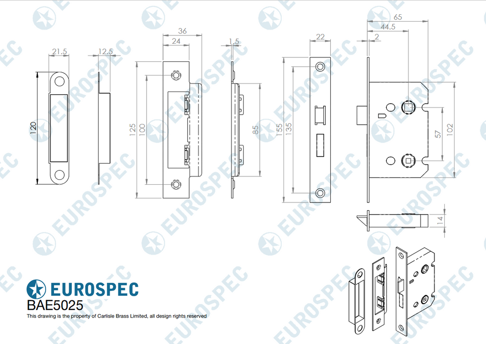 Easi-T Residential Bathroom Lock Range 57mm c/c