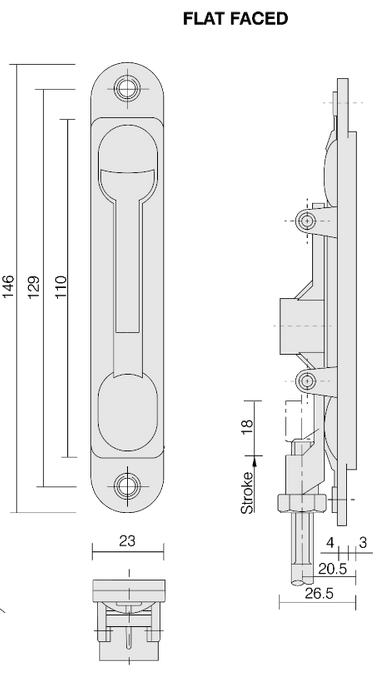 AXIM Flat Flush Bolt FB6200 Series 305mm