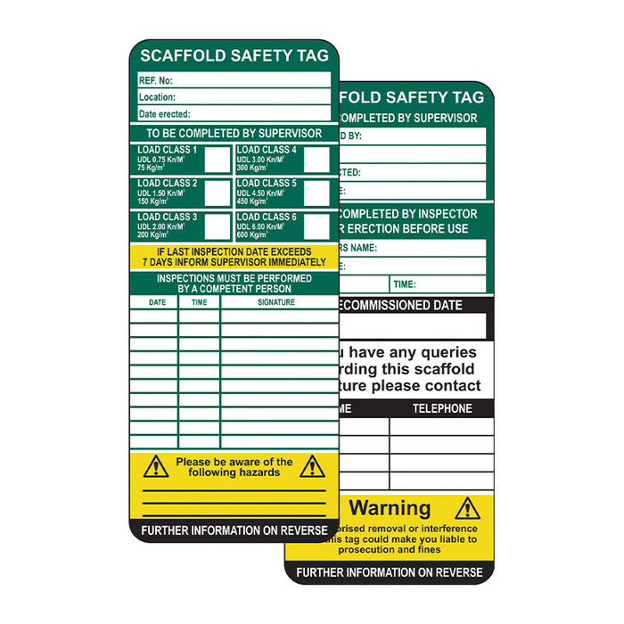 Scaffold Safety Tag Inserts