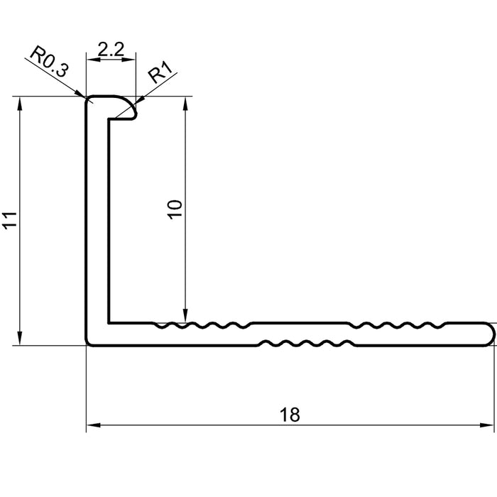 Tilerite L Shape Textured White Tile Trim 2.44m