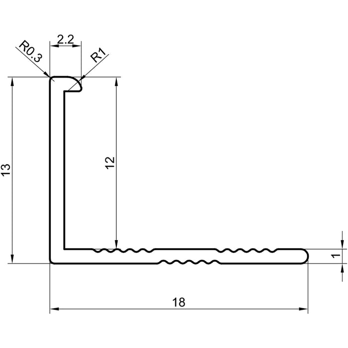 Tilerite L Shape Textured White Tile Trim 2.44m