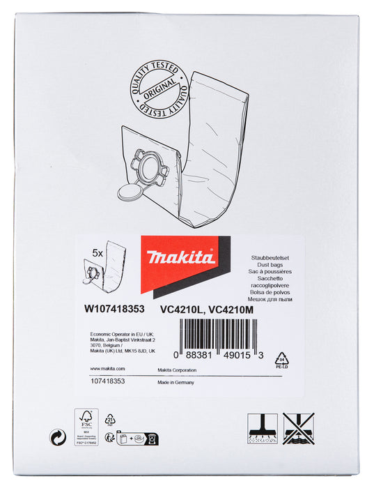 Makita W107418353 Fleece dust bag, 5 pcs