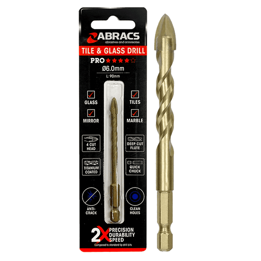 Abracs 4-Tip Tile & Glass Drill Bit