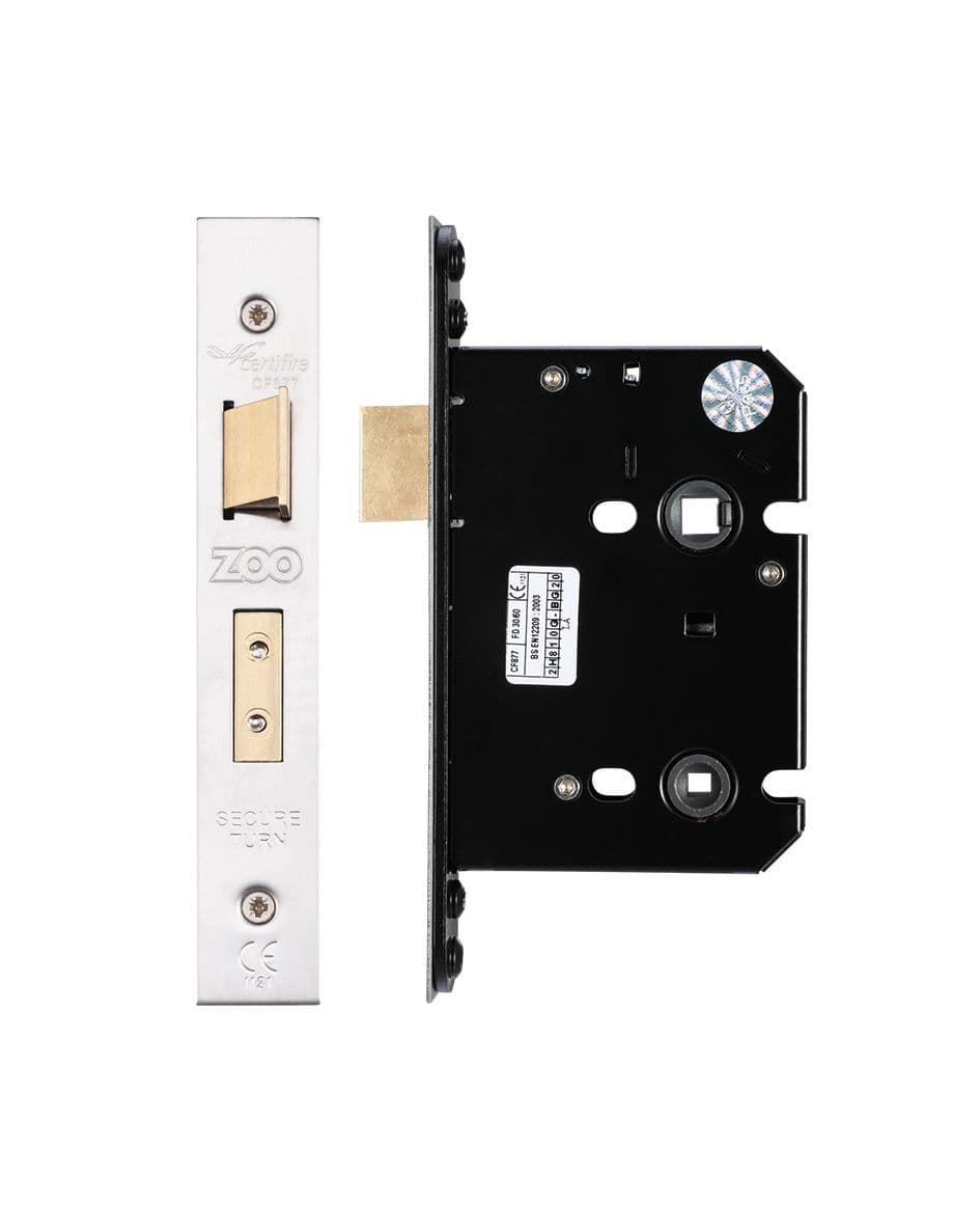 Bathroom Lock 76mm c/w Forend and Strike Plate — Neasden Hardware