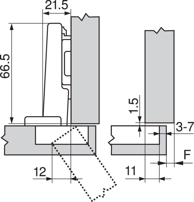 Blum 71B3550 110d Integrated Blumotion Clip On Full Overlay Hinge 18-25mm Door