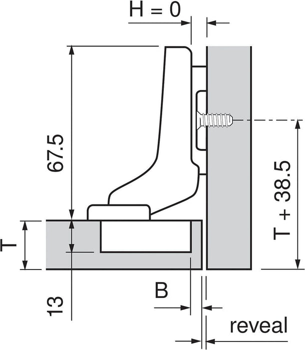 Blum 71B9750 95d Integrated Blumotion Clip On Inset Hinge 25-32mm Door