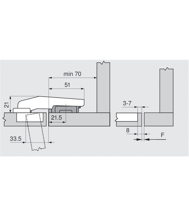 Blum 79B9550 Soft Close Inset Blind Corner Hinge Clip On