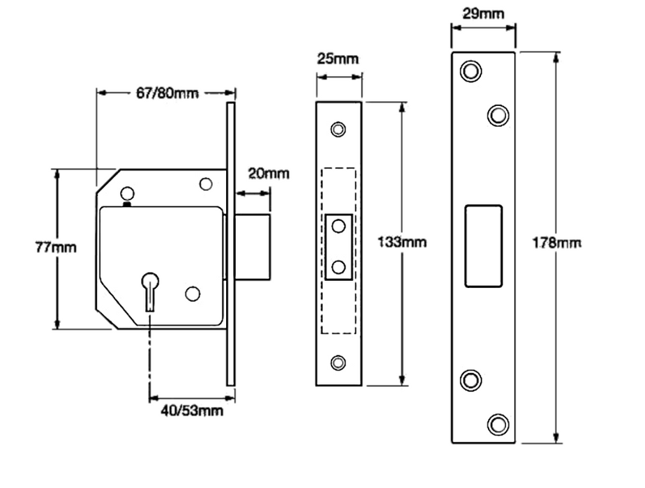 UNION C-Series 3G114E BS 5 Lever Deadlock