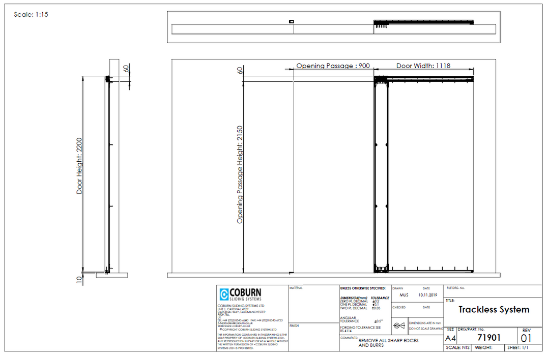 Coburn Trackless Sliding Door Kit