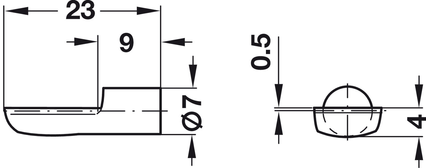 Shelf Support, Plug in, for Ø 7 mm Holes, or for Use with Socket, Spoon Shaped (100 pieces)